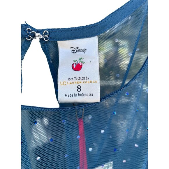 NWT Lauren Conrad Teal Blue Tulle Fit & Flare Dress Foil Dot Size 8 Snow White - Picture 7 of 14